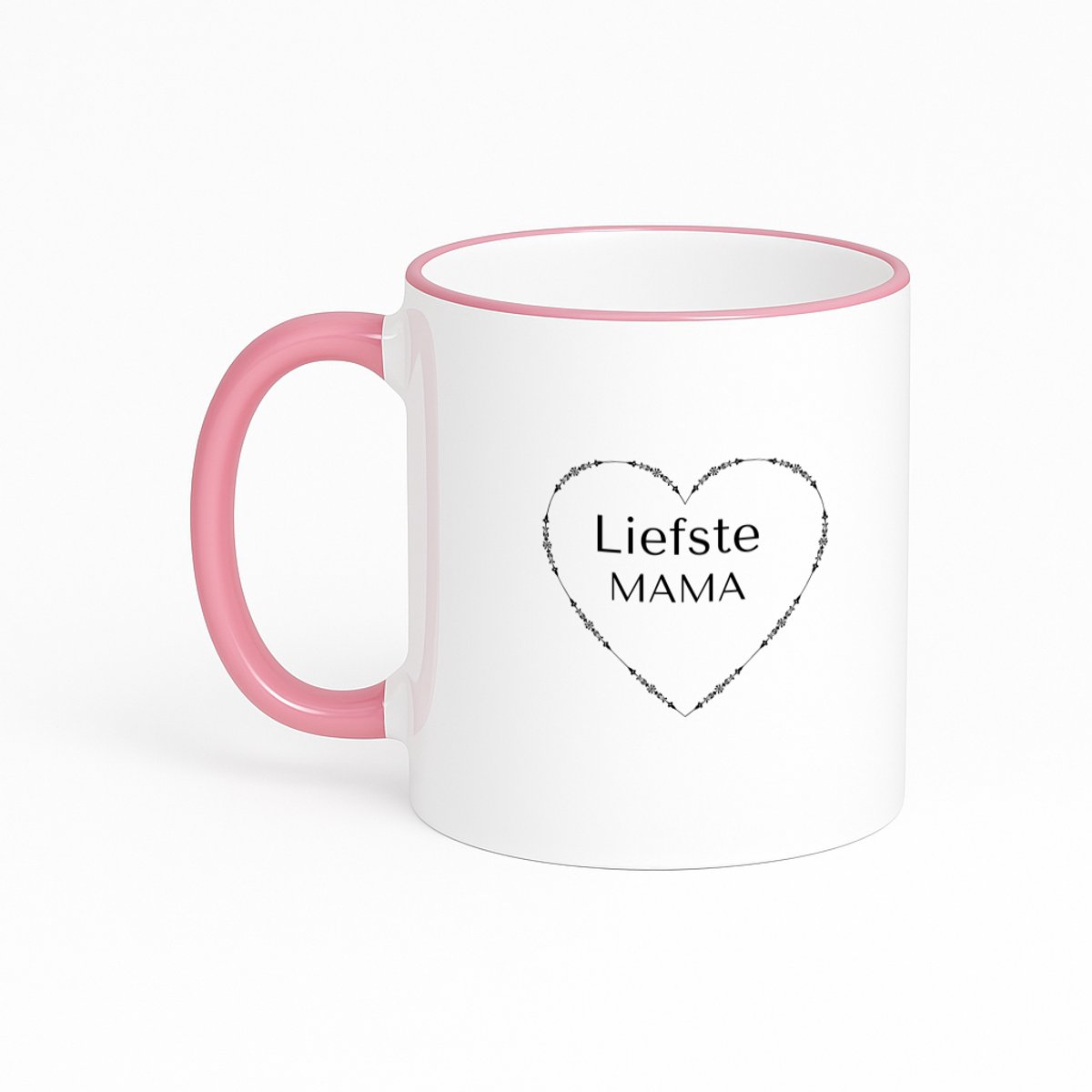 Hacebo® - liefste mama koffiebeker met gekleurde rand roze - Moeder - de liefste mama - thee mok - koffie beker - Moeder cadeautjes - moederdag - verjaardag - geschenk - kado - moeder artikelen - koffiemok - 330 ML