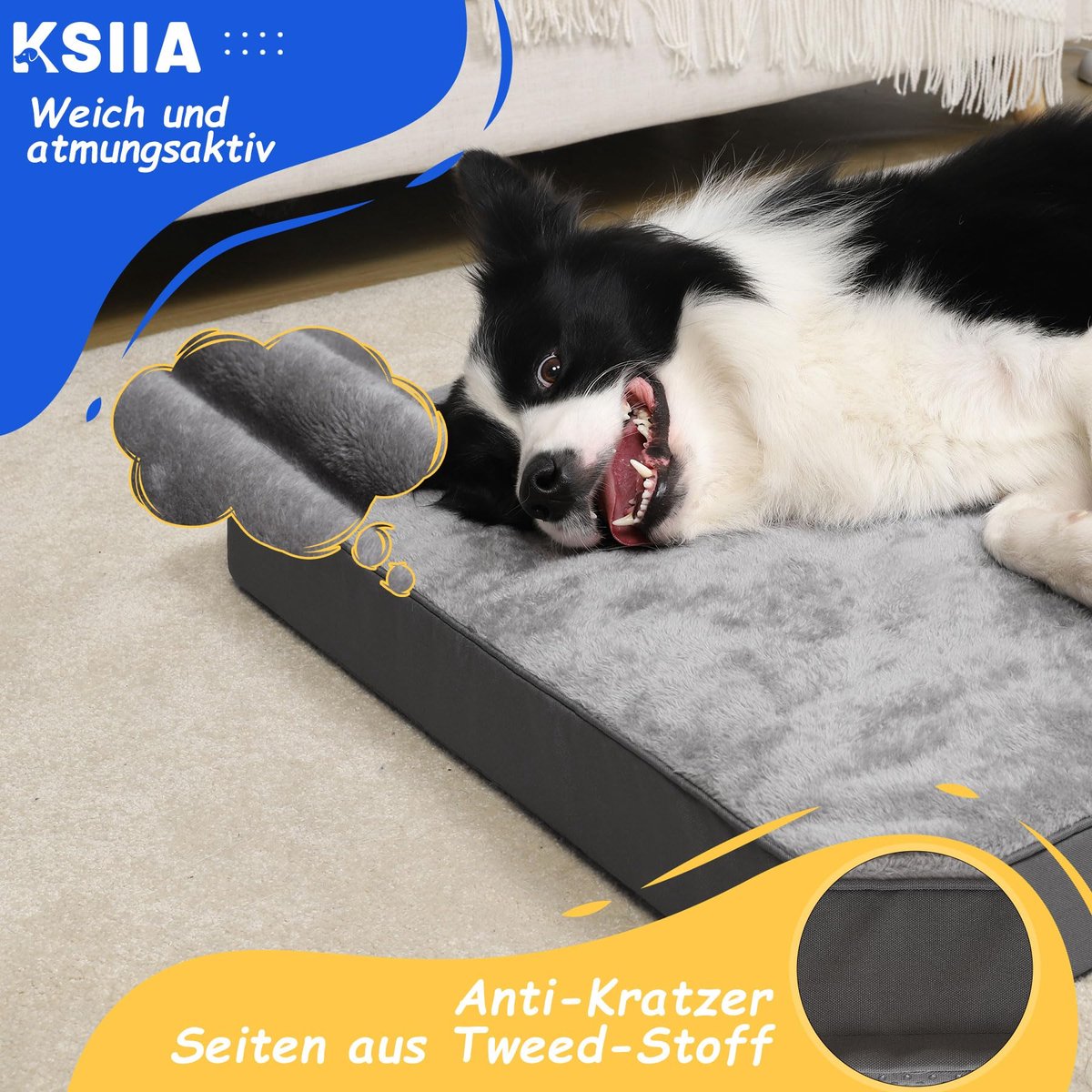 Orthopedische hondenmand Lounge Bed supersoft Rib grijs 100cm