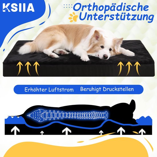 Odolplusz Orthopedisch hondenbed voor grote honden, hondenkussen voor middelgrote en grote honden, hondenmatras met wasbare overtrek, grijs, 80 x 60 x 7 cm Odolplusz Orthopedisch hondenbed voor grote honden, hondenkussen voor middelgrote en grote honden, hondenmatras met wasbare overtrek, grijs, 80 x 60 x 7 cm