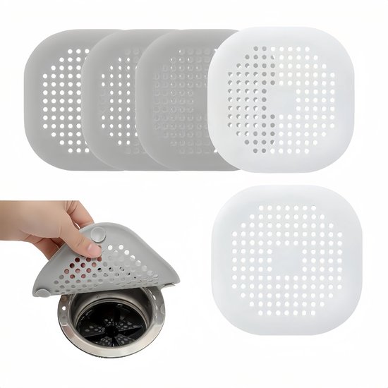 Set Van 4 Siliconen Gootsteen Zeef Haarzeef, Haarzeef, Haarvanger In 4 Kleuren Pak Voor Badkamer Bad En Keuken