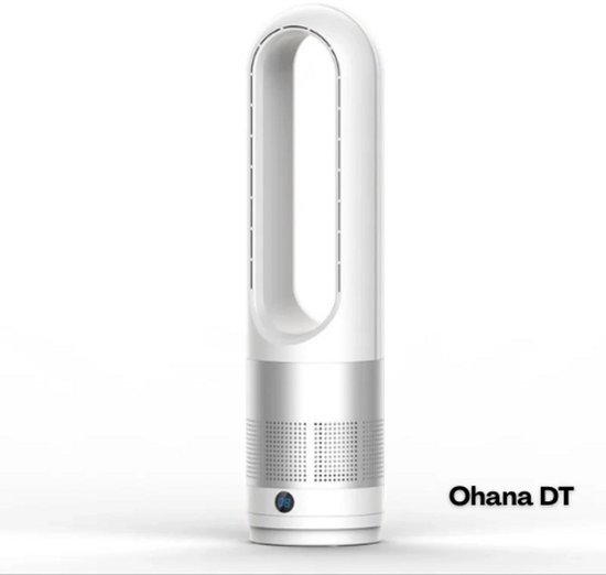 Bladloze Staande Vloerventilator Ohana DT – Muisstil, Veilig, 8 Windsnelheden, 90° Oscillerend, Energiezuinig
