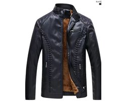 Avontuurklaar Heren Winterjack met Fleece Voering, Casual Opstaande Kraag, Lange Mouwen, Effen Kleur, Rits Sluiting, Niet-Rekbaar Tricot Stof, Polyester 55%, PU 45% - Warm en Stijlvolle Bovenkleding voor Koude Weer | Ritsjas | Kunststof Textuur