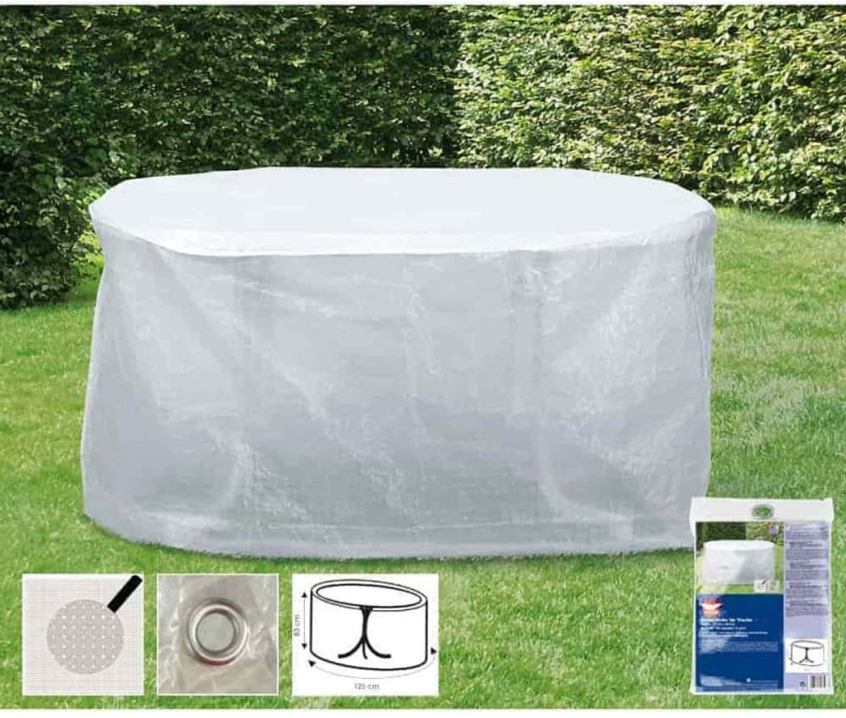 Transparante beschermhoes tuintafel 125x83cm
