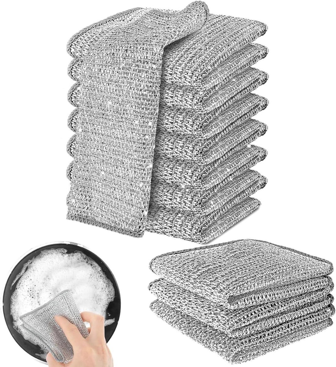 Multifunctionele Anti-Kras Microfiber Reinigingsdoeken - Set van 10 Stuks - Voor Natte en Droge Draad - Herbruikbare Vaatdoeken voor Keuken - Fijnmazig Mesh Design