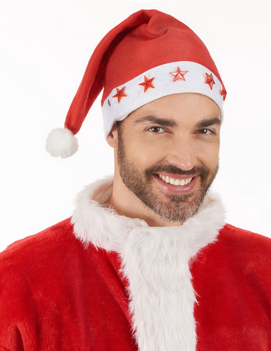 Vegaoo - Kerstmuts voor volwassenen met licht