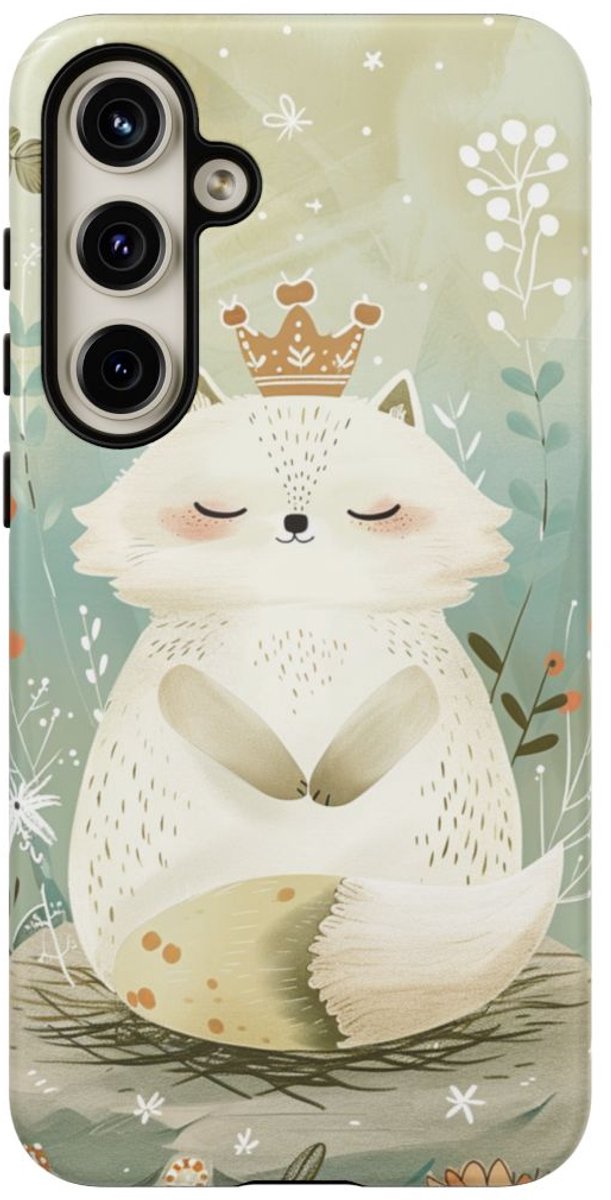 Dikke Poolvos met Kroontje – Telefoonhoesje Geschikt voor Galaxy S24 Plus