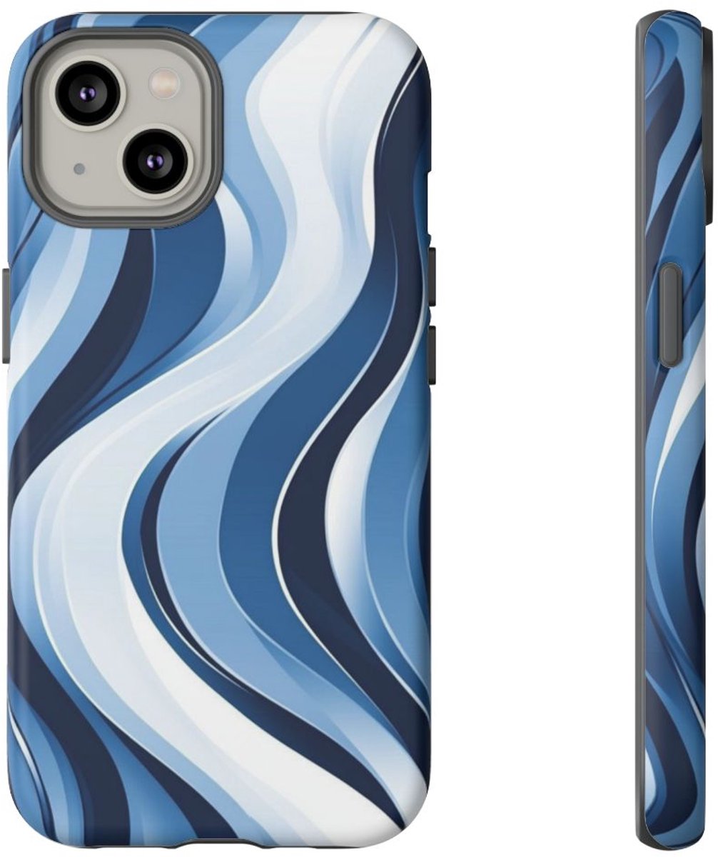 Modern Blauw Golfpatroon – Telefoonhoesje Geschikt voor iPhone 14