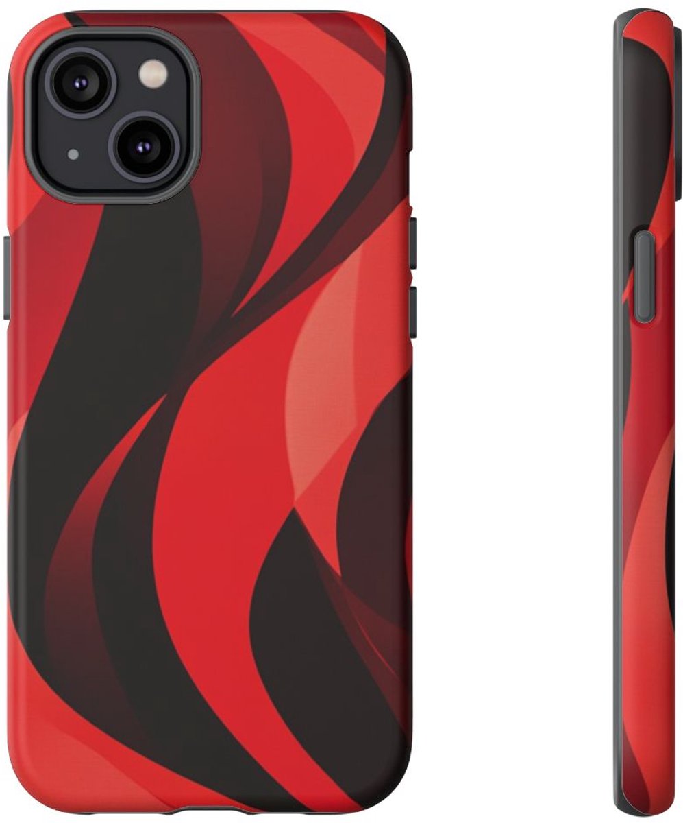 Modern Rood Golfpatroon – Telefoonhoesje Geschikt voor iPhone 14 Plus