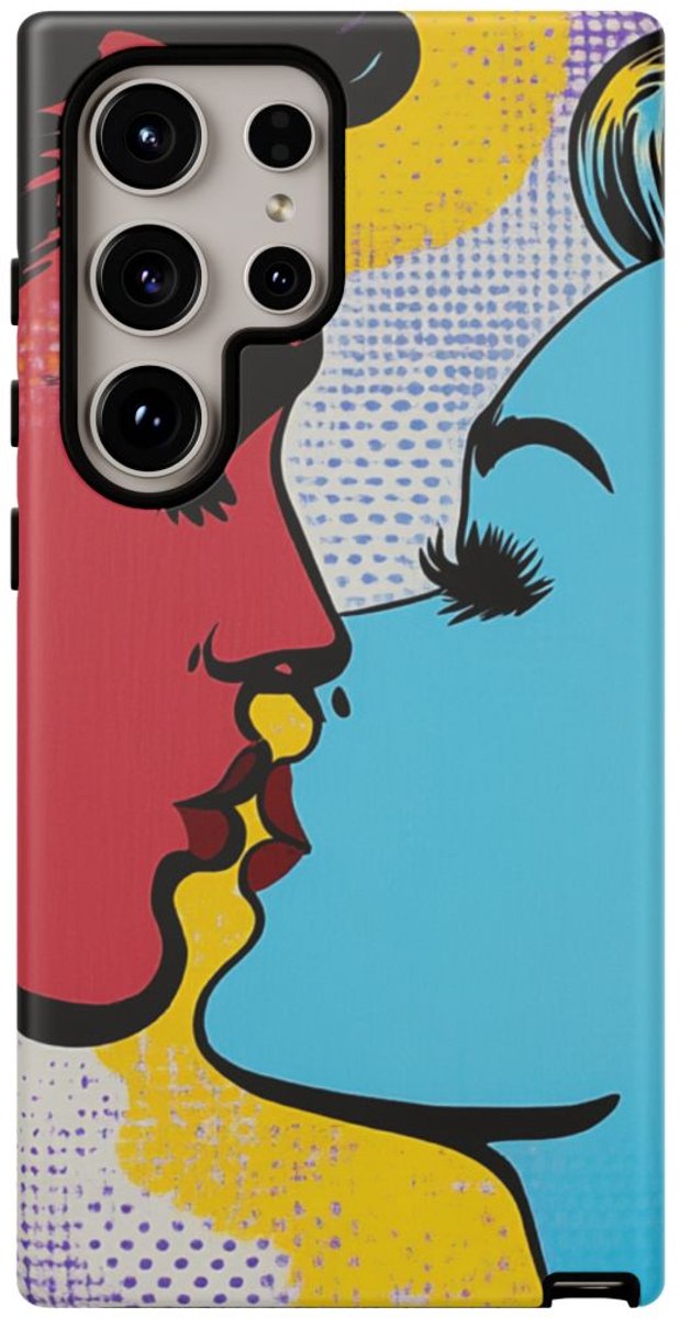 Kussend Stel in Popartstijl – Telefoonhoesje Geschikt voor Galaxy S24 Ultra