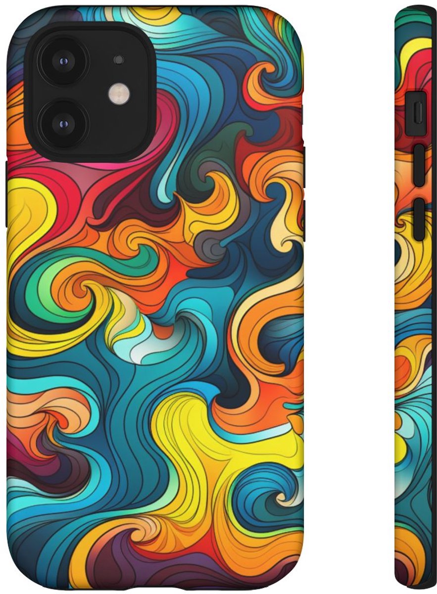 Vrolijke Wervelende Kleuren – Telefoonhoesje Geschikt voor iPhone 12