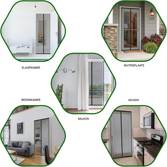 Magnetisch Vliegengordijn - Hoge-Dichtheid Gaas - Muggenwerende Deur - Ideaal voor Keukens en Slaapkamers - Eenvoudige Installatie - Zwart - 120x220cm - 1 stuk — afbeelding 5