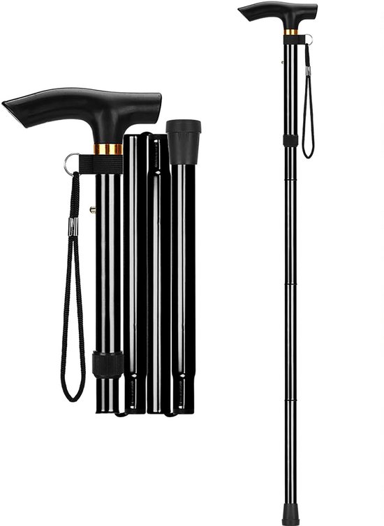Wandelstok – opvouwbaar – verstelbaar – 85-94 cm – zwart