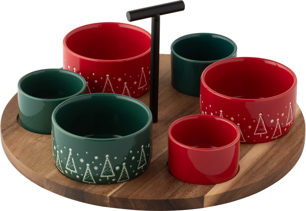 J-Line tapasplank - hout - rood/groen - large