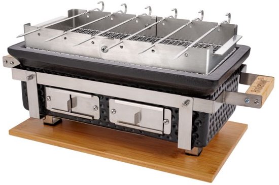 Foto: Tafelgrill table grill hibachi barbecue keramische grill shichirin rechthoekige keramische bbq inclusief gietijzeren rooster