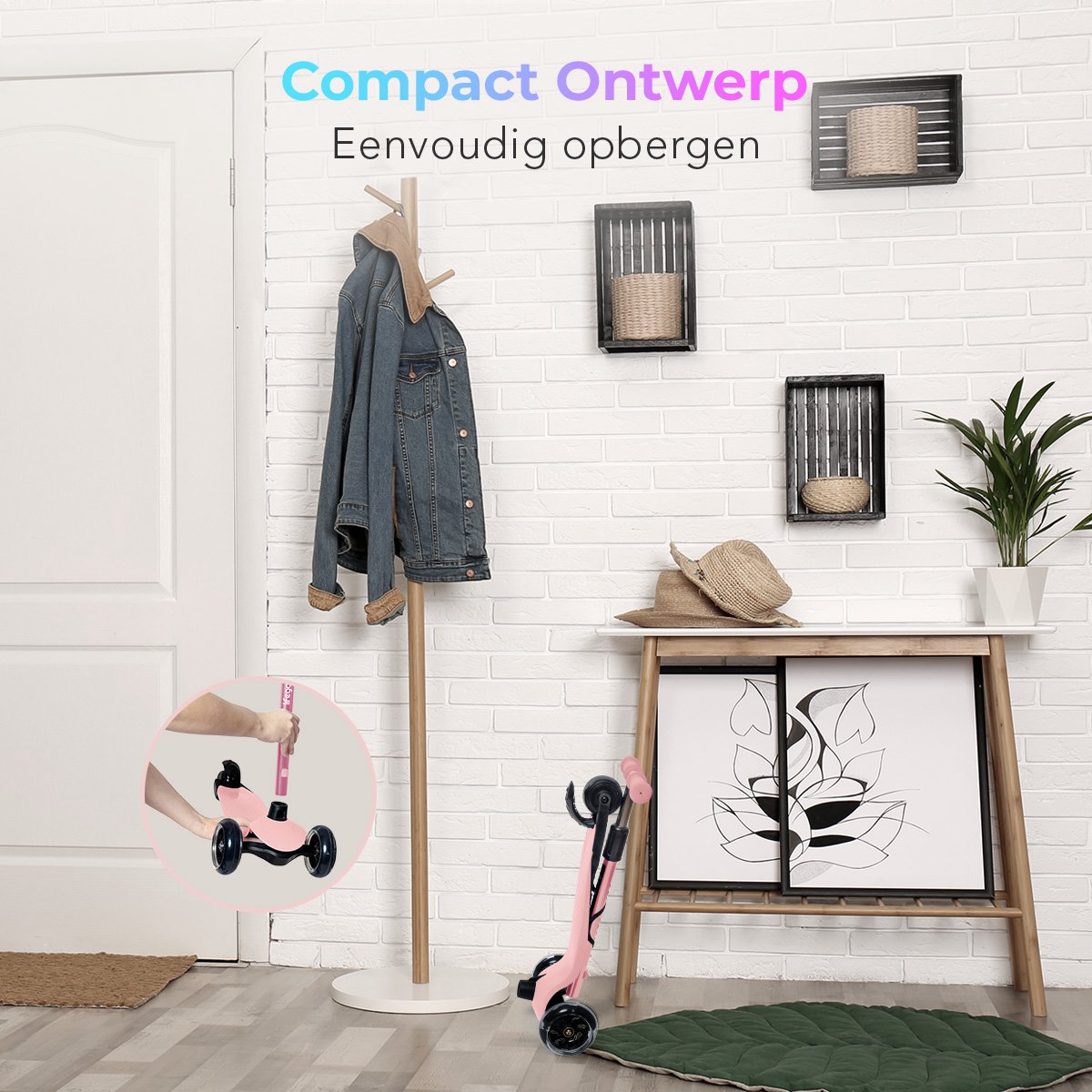 LifeGoods - Kinderstep - Step 2-5 Jaar - 3 Lichtgevende LED Wielen - Hoogte Verstelbaar - Jongens/Meisjes - Pastel Roze — afbeelding 6