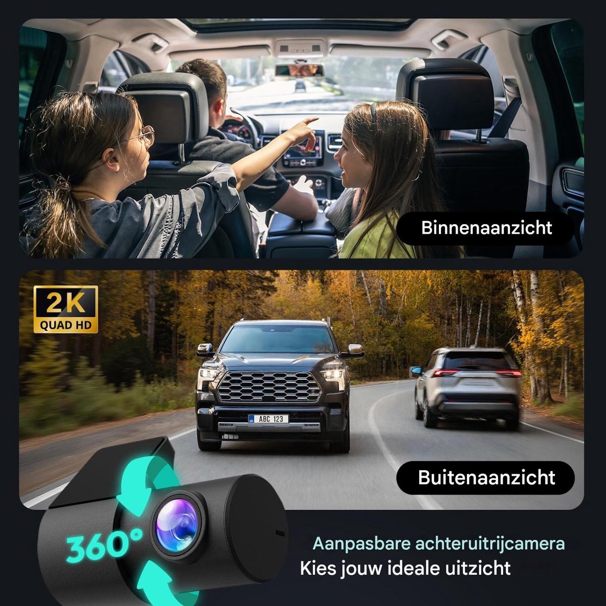 360 Botslab G980H - 4K dashcam voor en achter met WiFi thumbnail 6