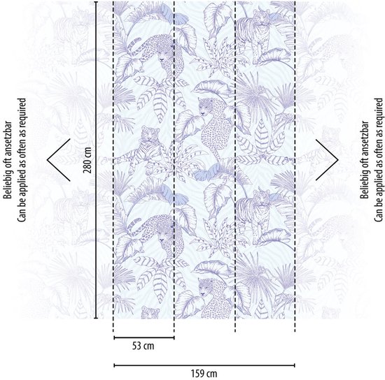 TIJGERS EN PANTERS FOTOBEHANG | Jungle - Lila Wit - Livingwalls The Wall II