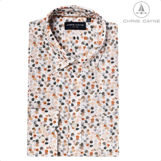 Blouse 1232 bruin/oranje print LM Chris Cayne - maat XL