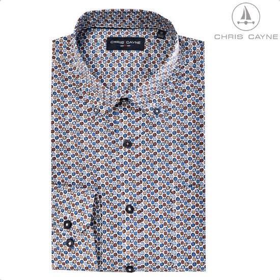 Chemisier 1226 imprimé pois bleu/camel LM - taille 5XL