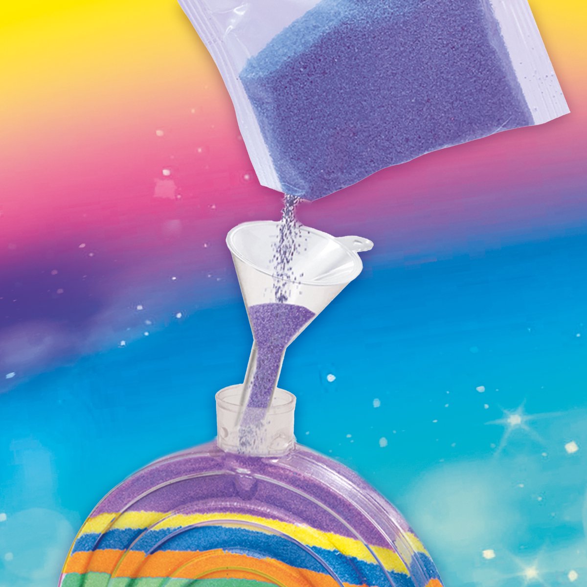 SES Creative - Galaxy - Zandkunst - Knutselen Meisje - Unicorn en Regenboog - 5 Kleuren en 1 Trechter - Vanaf 5 Jaar — cadeau in Hobby - foto 5