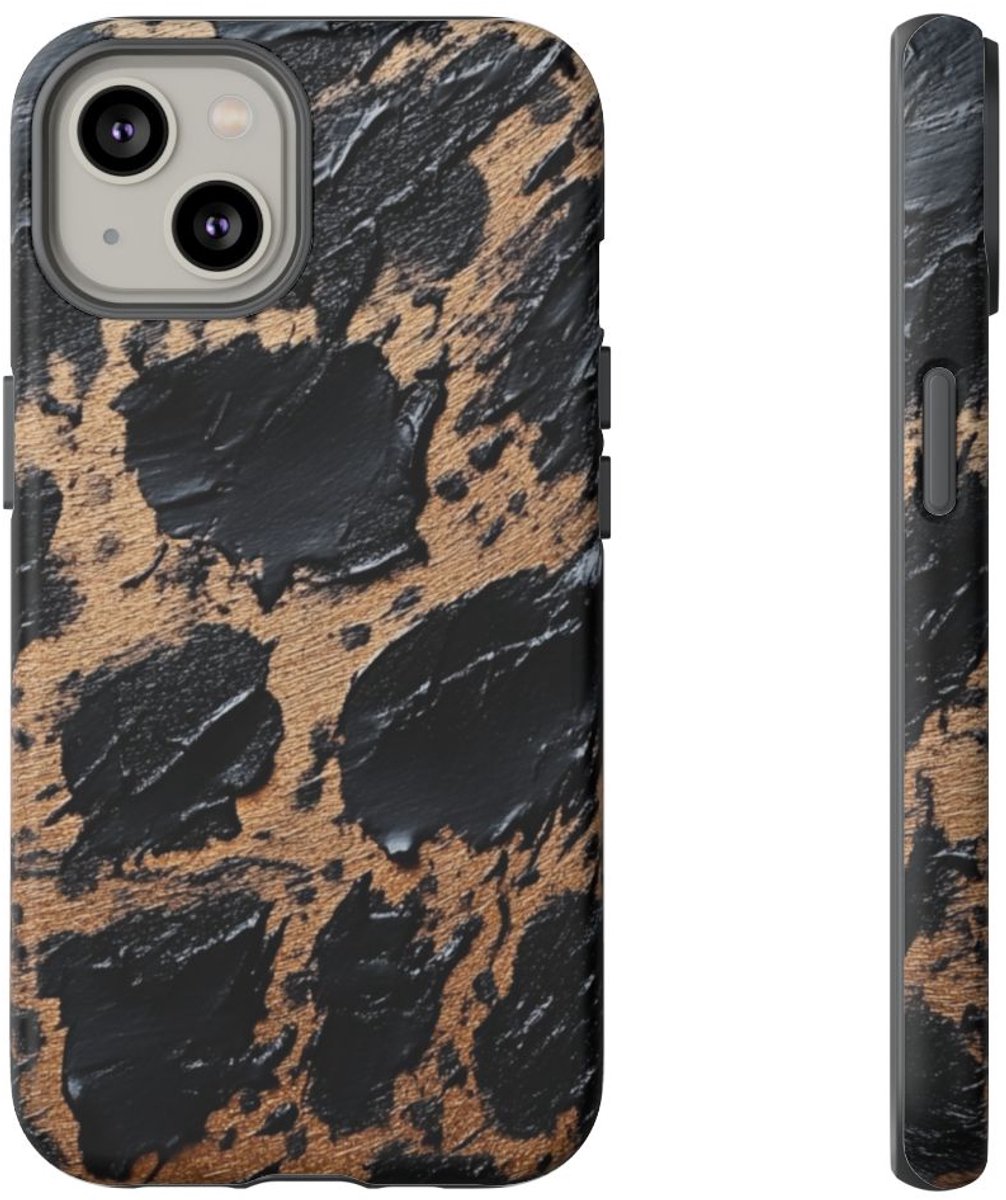Zwart-Bruine Abstracte Textuur – Telefoonhoesje Geschikt voor iPhone 14