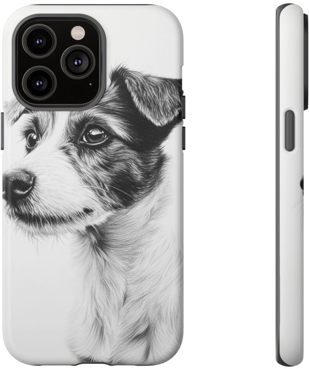 Hondenportret in Houtskool en Grafiet – Telefoonhoesje Geschikt voor iPhone 14 Pro Max