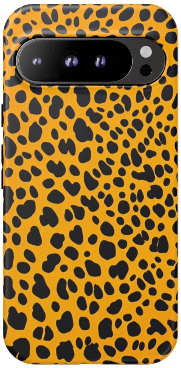 Zwart-Oranje Abstracte Dierenprint – Telefoonhoesje Geschikt voor Pixel 9 Pro XL
