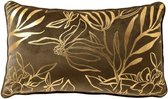 Dutch Decor LONNE - coussin décoratif 30x50 cm - motif feuilles - Olive militaire - vert - Coussin intérieur inclus