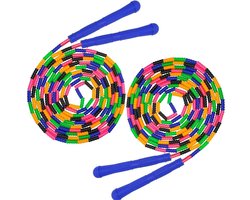 Springtouw van 4,8 meter lang (verpakking van 2), dubbel Nederlands springtouw, zacht kralen springtouw, geschikt voor kinderen en volwassenen, kunststof gesegmenteerde lengte, genoeg voor 4-5 springers