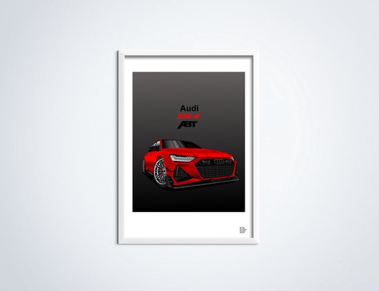 Affiche Audi RS6-R ABT Rouge - Affiche Voiture B2 (50 x 70 cm) | Chambre des enfants | Chambre à coucher | Bureau