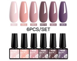 nagellak - 6-delige Glitter Nagellak Set - Semi-permanent - Soak Off - Matte Topcoat - LED Gel - Voor Professionele Nagelkuns