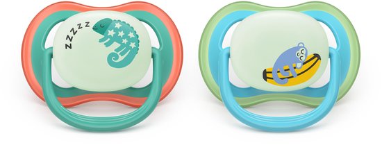 Philips Avent Ultra Air Night - Glow-in-the-dark fopspeen –(6-18 mnd) Extra luchtopeningen - 2 stuks - SCF376/28 van Philips Avent — afbeelding 3