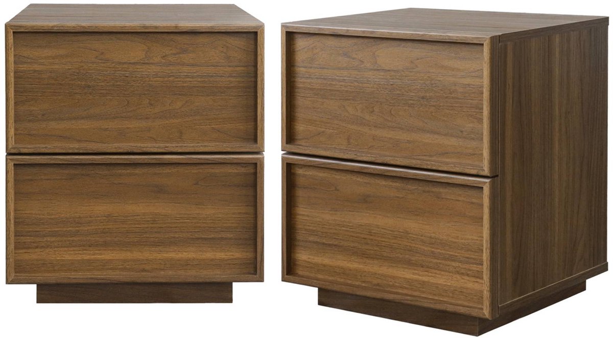sweeek - Set van 2 nachtkastjes met hout-effect 2 laden - kuba