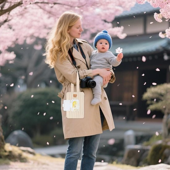 Billendoekjes houder - Vochtige tissuehouder - Billendoekjesetui - Natte doekjes houder - Tissuebox - Tas voor vochtige doekjes voor kinderwagens - Draagbare tas voor vochtige doekjes voor buiten, in de auto en op reis - Kraamcadeau - Beige — afbeelding 3