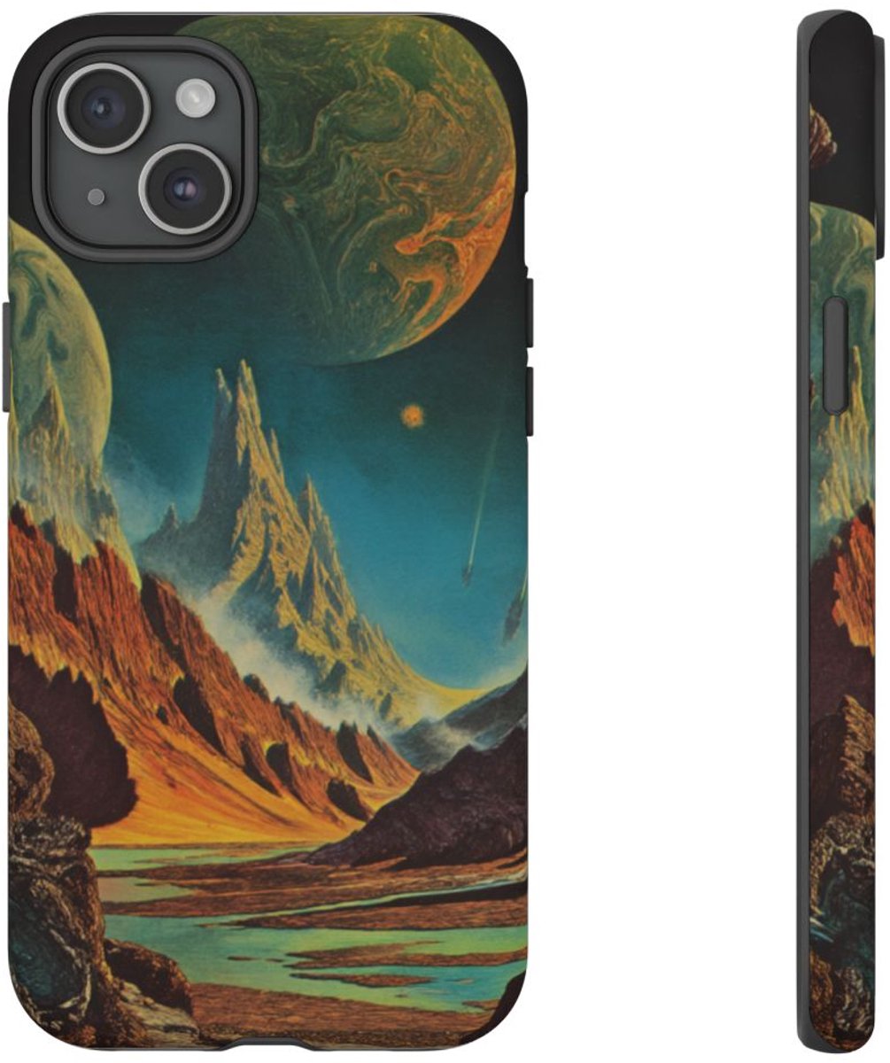 Surrealistisch Buitenaards Landschap – Telefoonhoesje Geschikt voor iPhone 15 Plus