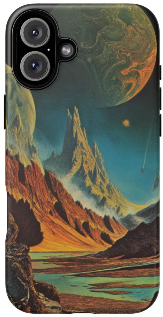Surrealistisch Buitenaards Landschap – Telefoonhoesje Geschikt voor iPhone 16 Plus