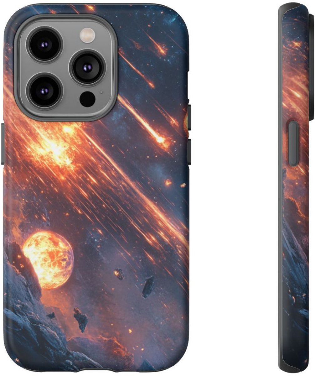 Oogballenmeteoren en Kosmische Explosie – Telefoonhoesje Geschikt voor iPhone 14 Pro