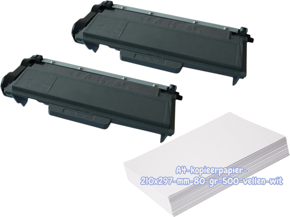 KATRIZ® huismerk toner 2x TN3330/TN3380 - 2x3000 Pagina's + Kopieerpapier-A4-80GR-500vellen-wit -Geschikt voor Brother HL-5440D/ 5450DN/ 5450DNT/ 5470DW/ 5470DWT/ Brother HL-6180DW/ 6180DWT/ Brother MFC-8710DW/ MFC-8910DW/ MFC-8950DW/DWT / MFC-8250DN
