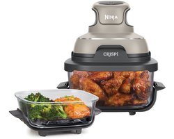 Omslag van Ninja CRISPi 4-in-1 compact glazen kooksysteem - Airfryer, Roast, Recrisp, Keep Warm - Inclusief twee glazen schalen van 3.8L en 1.4L en bijpassende deksels - 2 Crisper-Plates - Grijs - FN101EUST