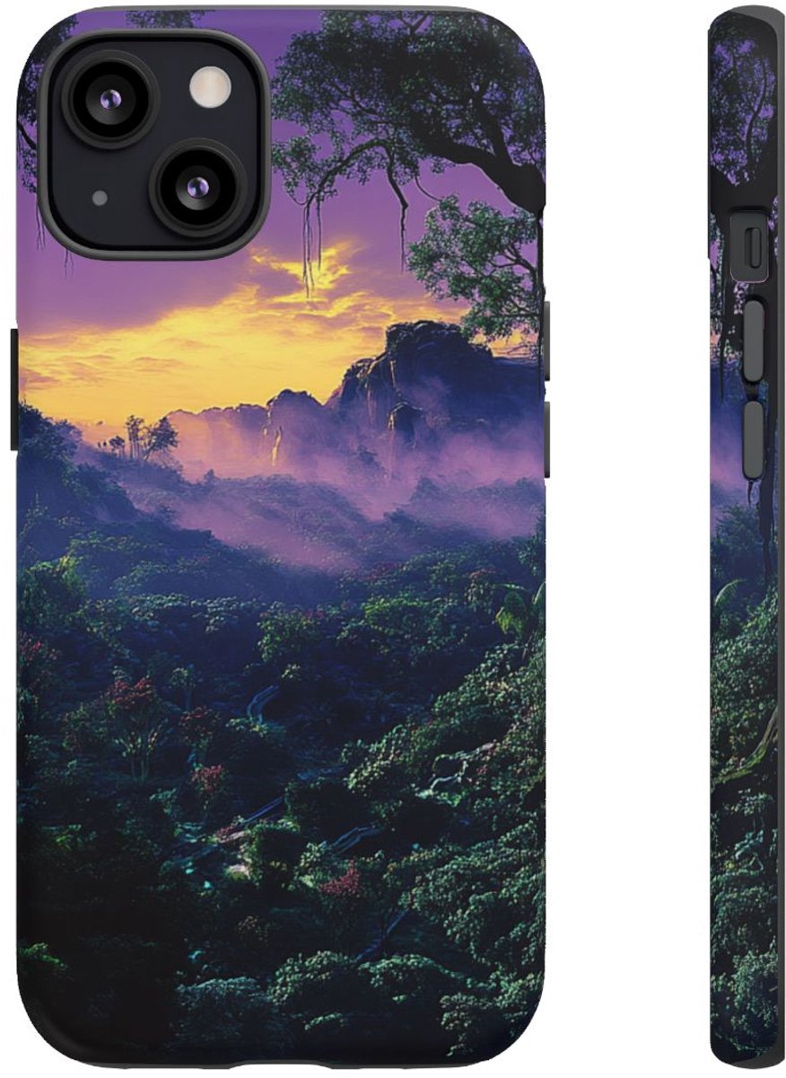 Sprookjesachtige Junglezonsondergang – Telefoonhoesje Geschikt voor iPhone 13