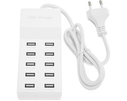 USB-laadstation 10-poorts Snellader - Snel Opladen - Automatische Detectietechnologie - Veiligheid Gegarandeerd - voor Meerdere Apparaten - Smartphone - Tablet - Laptopcomputer