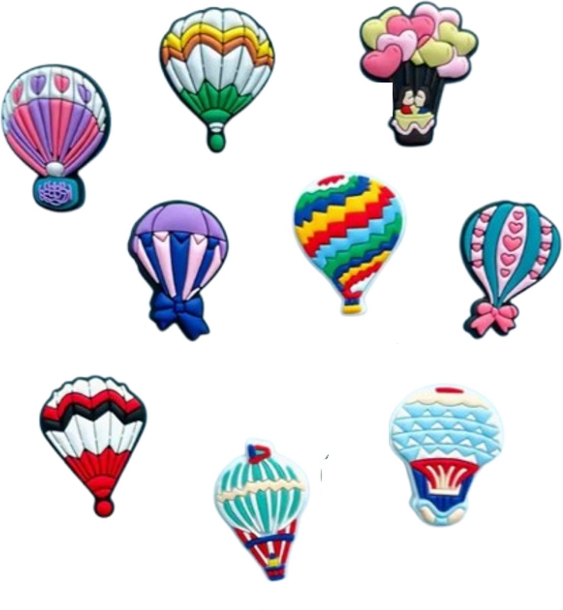 Schoen pins luchtballonnen 9 stuks - schoenbedel luchtballon - charms - ook voor crocs - schoendecoratie