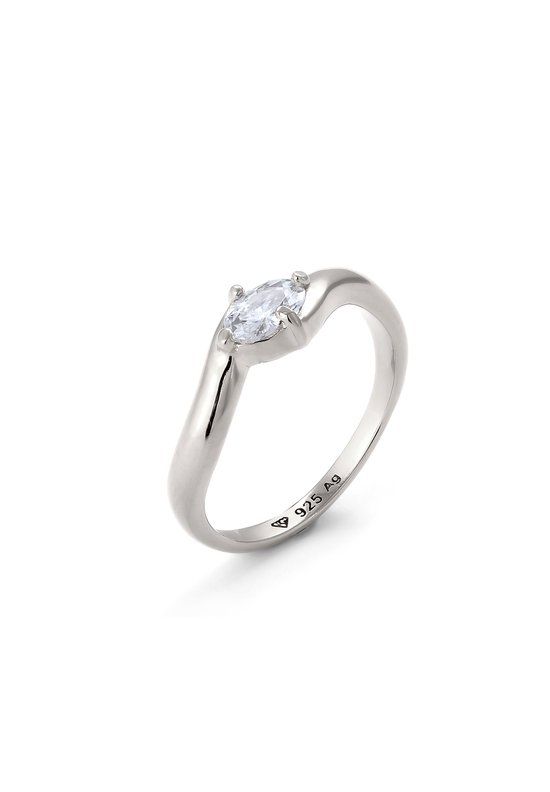 Elli - Ring - Ring avec pierres pour femme en Argent sterling 925 avec zircone ovale taille diamant Wit -