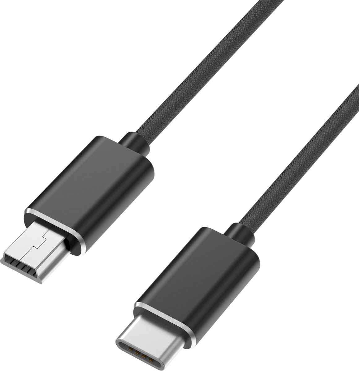 USB C naar Mini USB Kabel Zwart - 1 meter