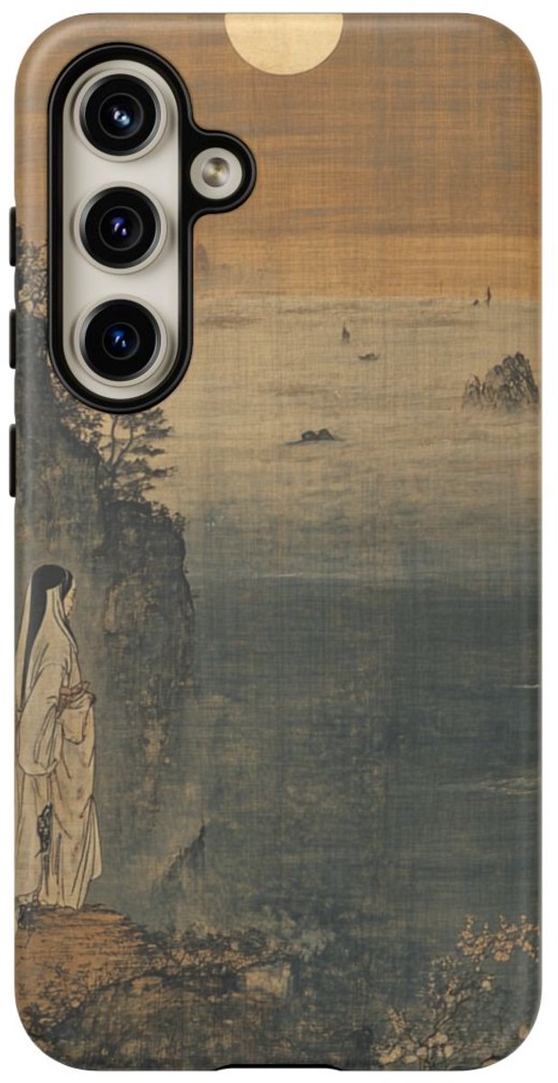 Heian-Periode Stijl Non bij Maanverlichte Zee – Telefoonhoesje Geschikt voor Galaxy S24