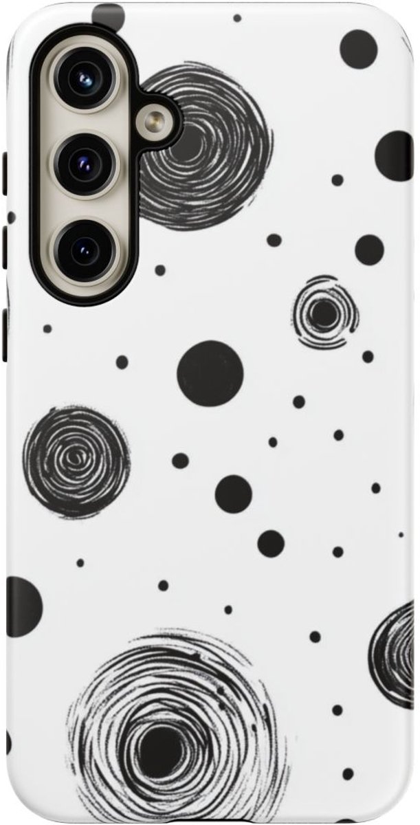 Zwart Handgetekend Cirkeldessin – Telefoonhoesje Geschikt voor Galaxy S24 Plus