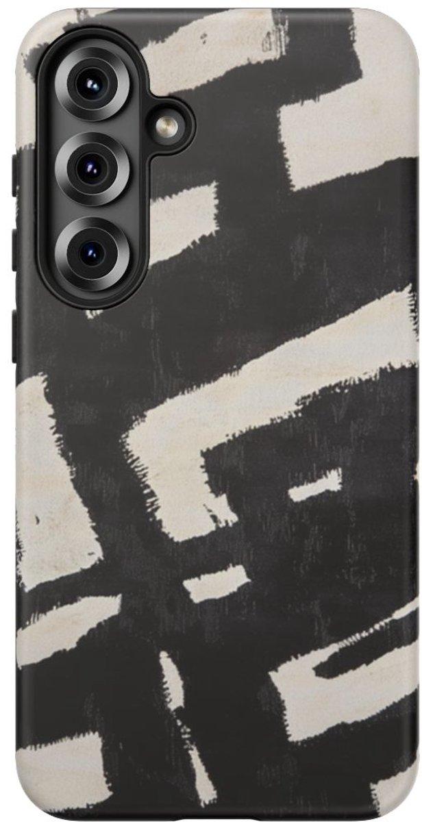 Abstract Zwart-Crème Patroon – Telefoonhoesje Geschikt voor Galaxy S25 Plus
