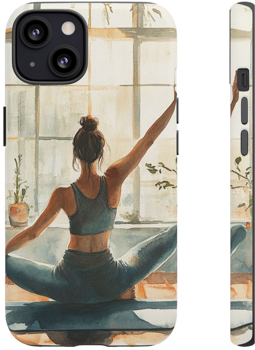 Yoga in Warm Licht Waterverf – Telefoonhoesje Geschikt voor iPhone 13