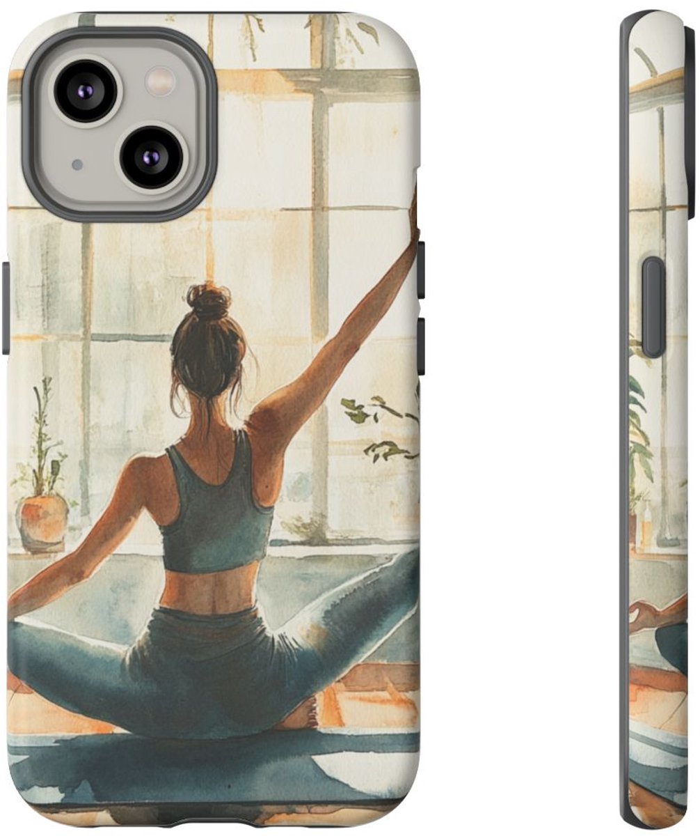 Yoga Houding in Aquarel – Telefoonhoesje Geschikt voor iPhone 14