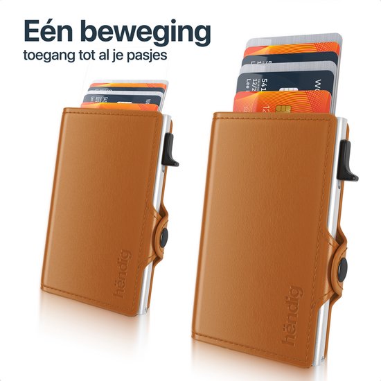 Hëndig Porte-Cartes Homme - Marron avec fermeture éclair - 11 cartes + Factures Porte-Carte de Crédit RFID - Porte-Carte Femme - Porte-Carte Extensible - Inc. Emballage cadeau de Luxe